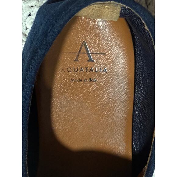 Aquatalia Revy Soft Suede Loafers Italy Weatherproof Flats Women's Size 7 Blue - Picture 3 of 12